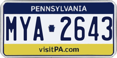 PA license plate MYA2643