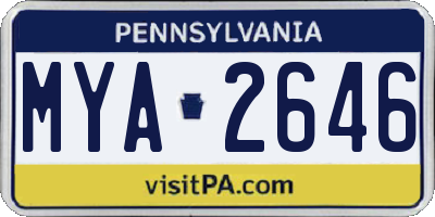 PA license plate MYA2646