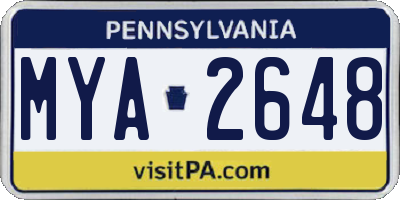 PA license plate MYA2648