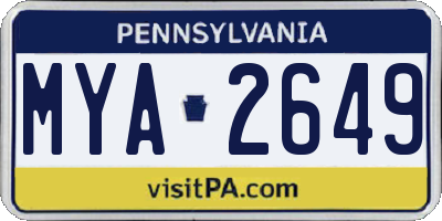 PA license plate MYA2649