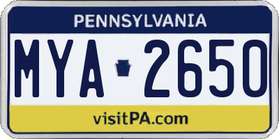 PA license plate MYA2650