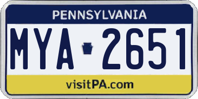 PA license plate MYA2651