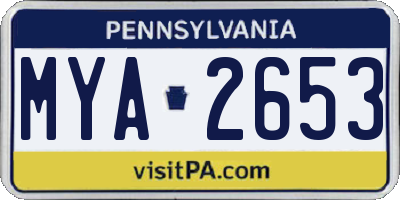PA license plate MYA2653