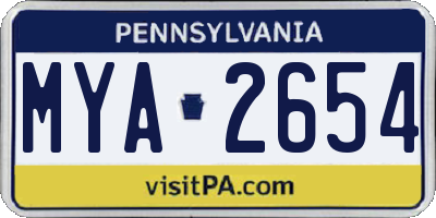 PA license plate MYA2654