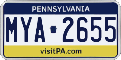 PA license plate MYA2655