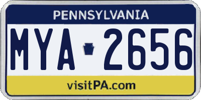 PA license plate MYA2656
