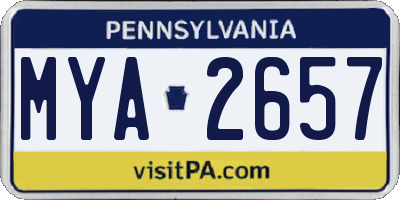 PA license plate MYA2657