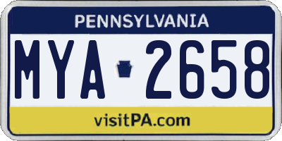 PA license plate MYA2658