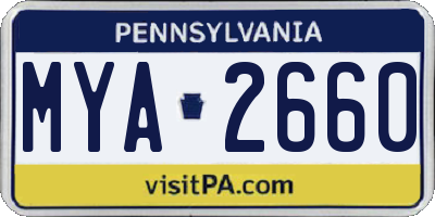PA license plate MYA2660