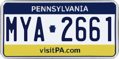 PA license plate MYA2661