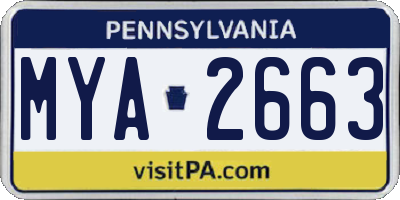 PA license plate MYA2663