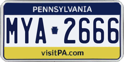 PA license plate MYA2666