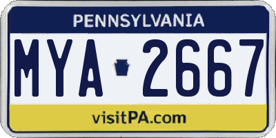 PA license plate MYA2667