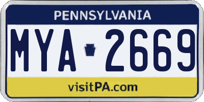 PA license plate MYA2669