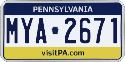 PA license plate MYA2671