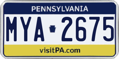 PA license plate MYA2675