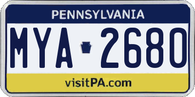 PA license plate MYA2680