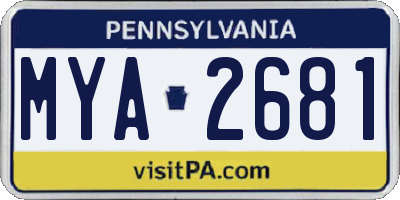 PA license plate MYA2681