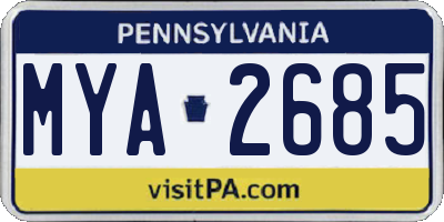 PA license plate MYA2685