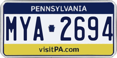 PA license plate MYA2694