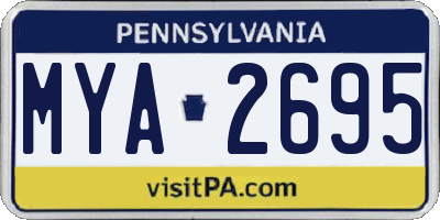 PA license plate MYA2695