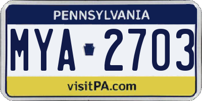 PA license plate MYA2703