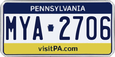 PA license plate MYA2706