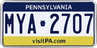 PA license plate MYA2707