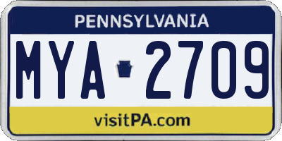 PA license plate MYA2709
