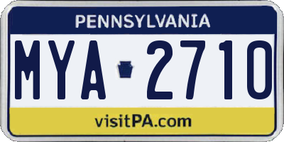 PA license plate MYA2710