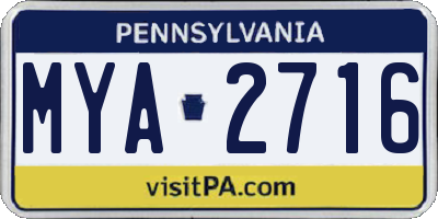 PA license plate MYA2716