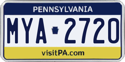 PA license plate MYA2720