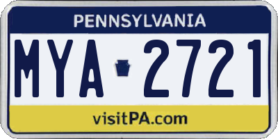 PA license plate MYA2721