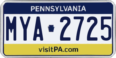PA license plate MYA2725
