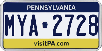 PA license plate MYA2728