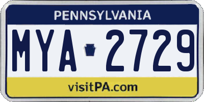 PA license plate MYA2729