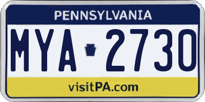 PA license plate MYA2730