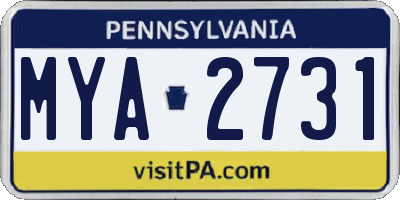 PA license plate MYA2731