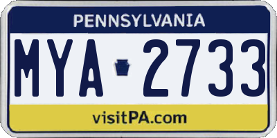 PA license plate MYA2733
