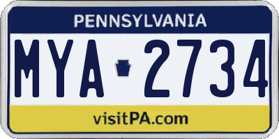 PA license plate MYA2734