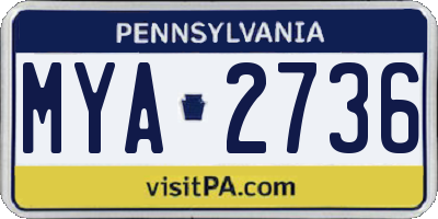 PA license plate MYA2736