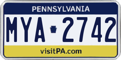 PA license plate MYA2742