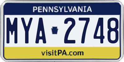 PA license plate MYA2748