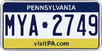 PA license plate MYA2749
