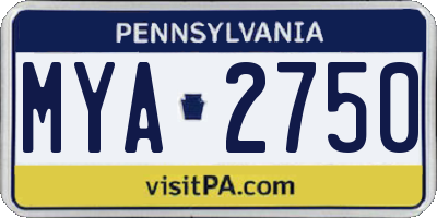 PA license plate MYA2750