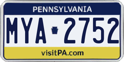 PA license plate MYA2752