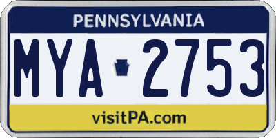 PA license plate MYA2753