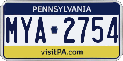 PA license plate MYA2754