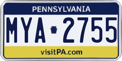 PA license plate MYA2755