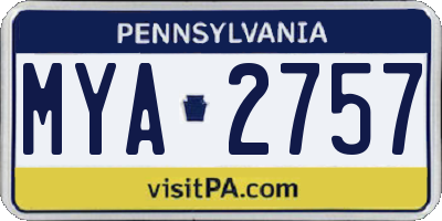 PA license plate MYA2757